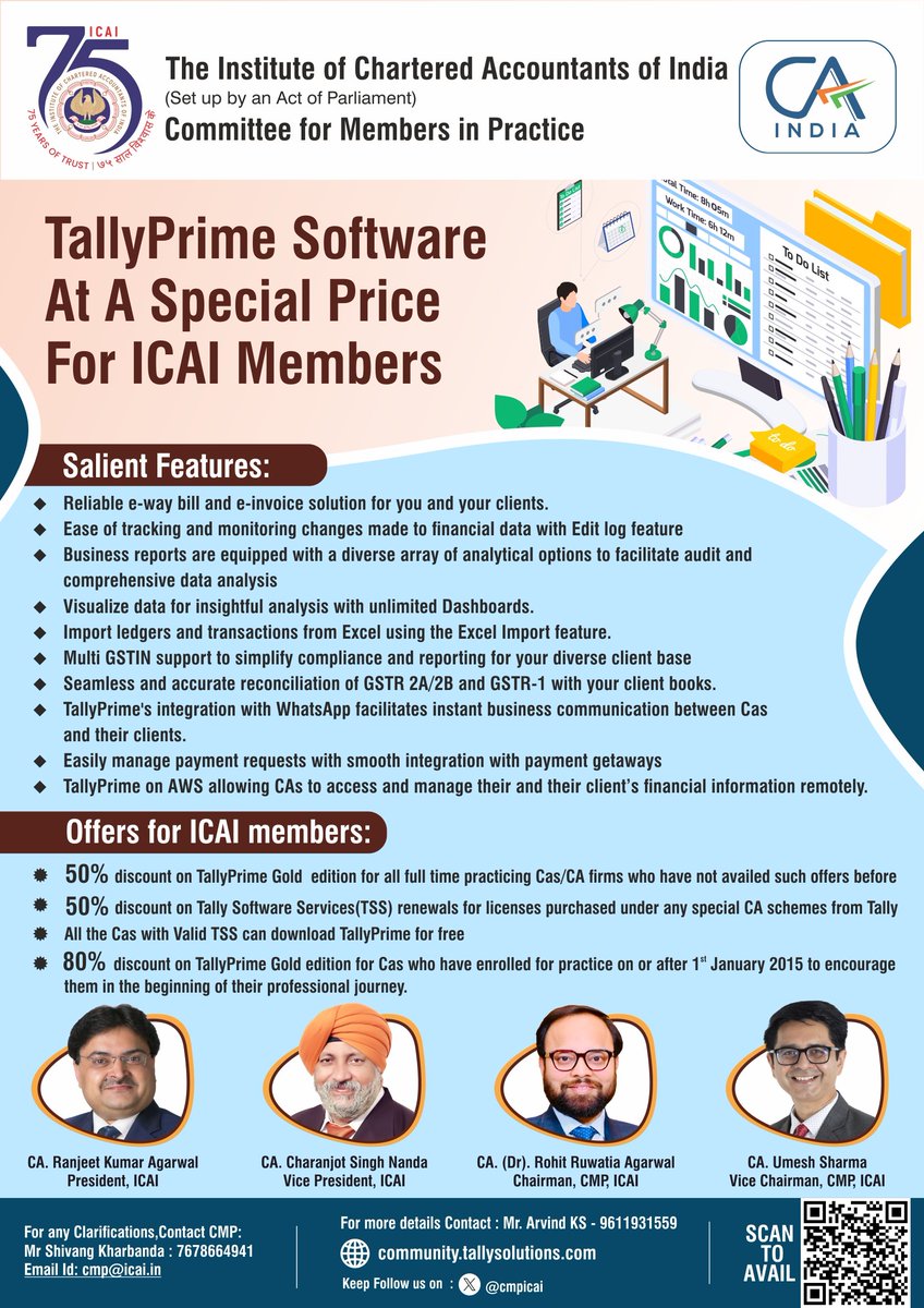 TallyPrime software at special discount for CA Members.