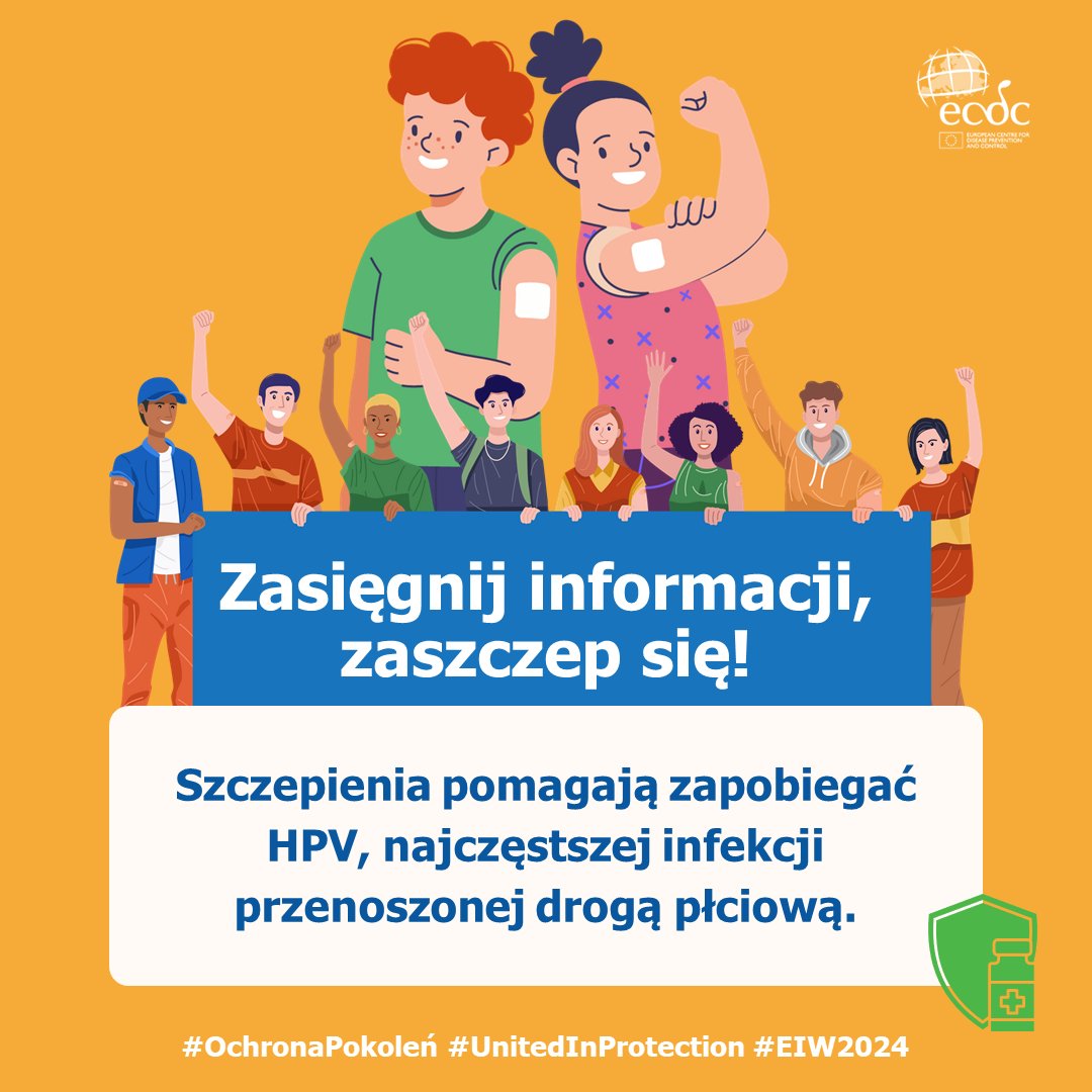 Szczepienie przeciwko HPV ogranicza ryzyko wystąpienia raka u kobiet i mężczyzn.  #EuropejskiTydzieńSzczepień #EIW2024 #ZaufajSzczepieniom #WOWSzczepimySięPrzeciwHPV @ECDC_EU