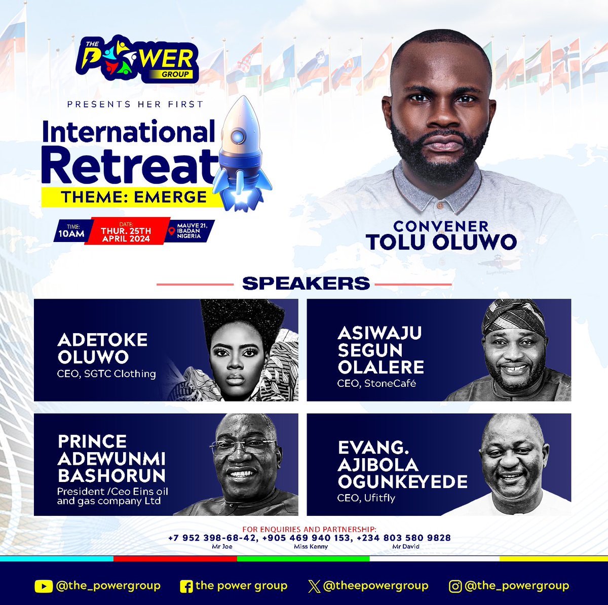 Introducing our esteemed speakers
.
We have curated a lineup of successful industry pioneers and experts. 
.
EMERGE promises insightful discussions, inspiring stories, and the motivation for higher dispensations. 
.
Be there!
.
@theepowergroup x @toluoluwo
#thepowergroup #Emerge