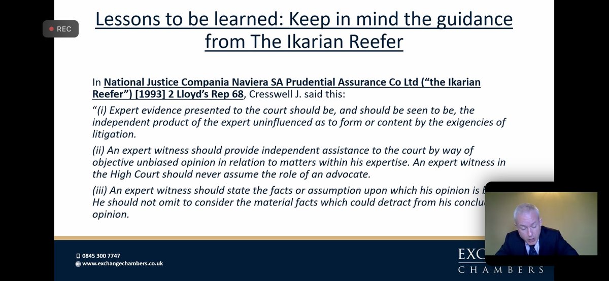 Great start to Day 2 of @ExchangeC PI Defence 2024, with Andrew Ward taking us through pitfalls in expert approach & evidence following Muyepa v MOD. Solid reminders of our P35 responsibilities & how easy it can be to stray from these! #medicolegal #expertwitness #neuropsychology