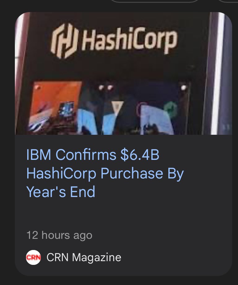 I am not so confident about HashiCorp’s future. 
Acquisition stories don’t end up well in most cases. 

Hope, I will be wrong.