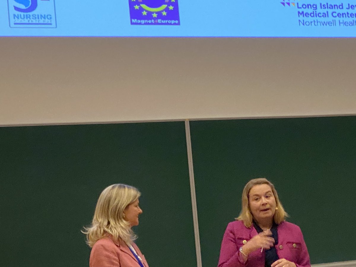@SJHDoN Director of Nursing @stjamesdublin 🇮🇪 and Linda Vassallo Senior Director, Patient Care Services @NorthwellHealth Long Island Jewish Medical Center  🇺🇸 presenting on their successful partnership @Magnet4Europe and plans for the future. #Magnet4Europe24