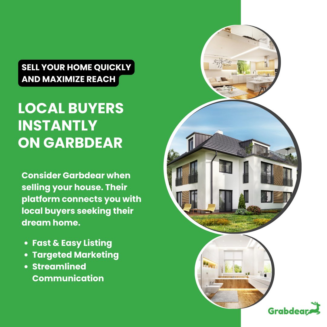 Consider #Garbdear when selling your house. Their platform connects you with local buyers seeking their dream home. #RealEstateTech

#PropTech #SellMyHouseFast #HouseSelling #RealEstateAgent #ForSaleByOwner #DreamHome #BuyingAHome