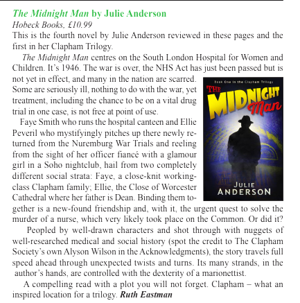 The May @ClaphamSociety Newsletter is out, including a fab review of 'The Midnight Man' 'a compelling read with a plot you will not forget'. @HobeckBooks @claphambooks @claphamwi @ClaphamNubNews @claphamlib @ClaphamLibLive @thisisclapham @ThisisRiverside @ClaphamCommon1