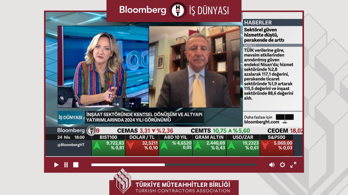 Başkanımız M. Erdal Eren, Bloomberg HT TV’de yayınlanan “İş Dünyası” programına konuk olarak Didem Arslanoğlu’nun sorularını yanıtladı. Programı YouTube kanalımızdan ve aşağıdaki link üzerinden izleyebilirsiniz. youtu.be/b834tQijtHg @BloombergHT @DidemArslanoglu