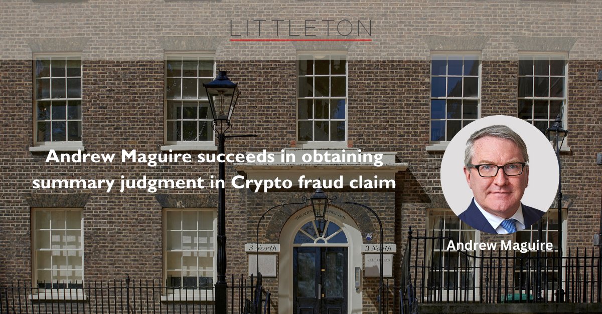 Andrew Maguire succeeds in obtaining summary judgment in Crypto fraud claim

littletonchambers.com/andrew-maguire…

#LittletonChambers #CryptoFraud