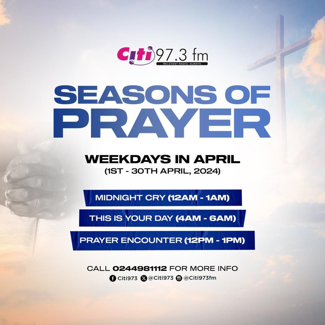 Pray with us this April! Let's lift up prayers on #SeasonsOfPrayer every weekday. Only on Citi FM.