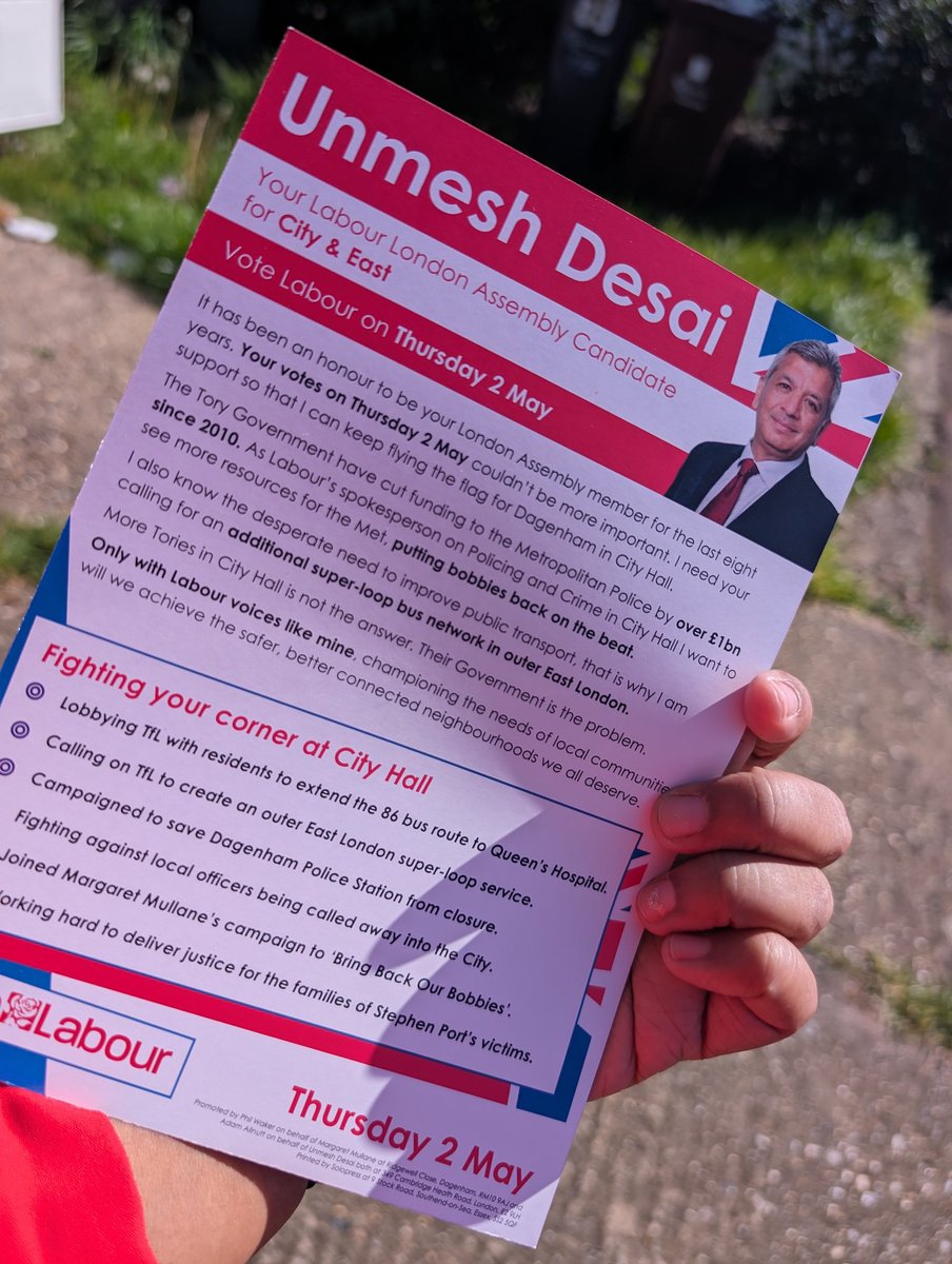 I've been out leafleting this morning around Village ward, Dagenham for @Margaret4DR & @unmeshdesai also reminding my neighbours to vote for #Labour on the 2nd May local election