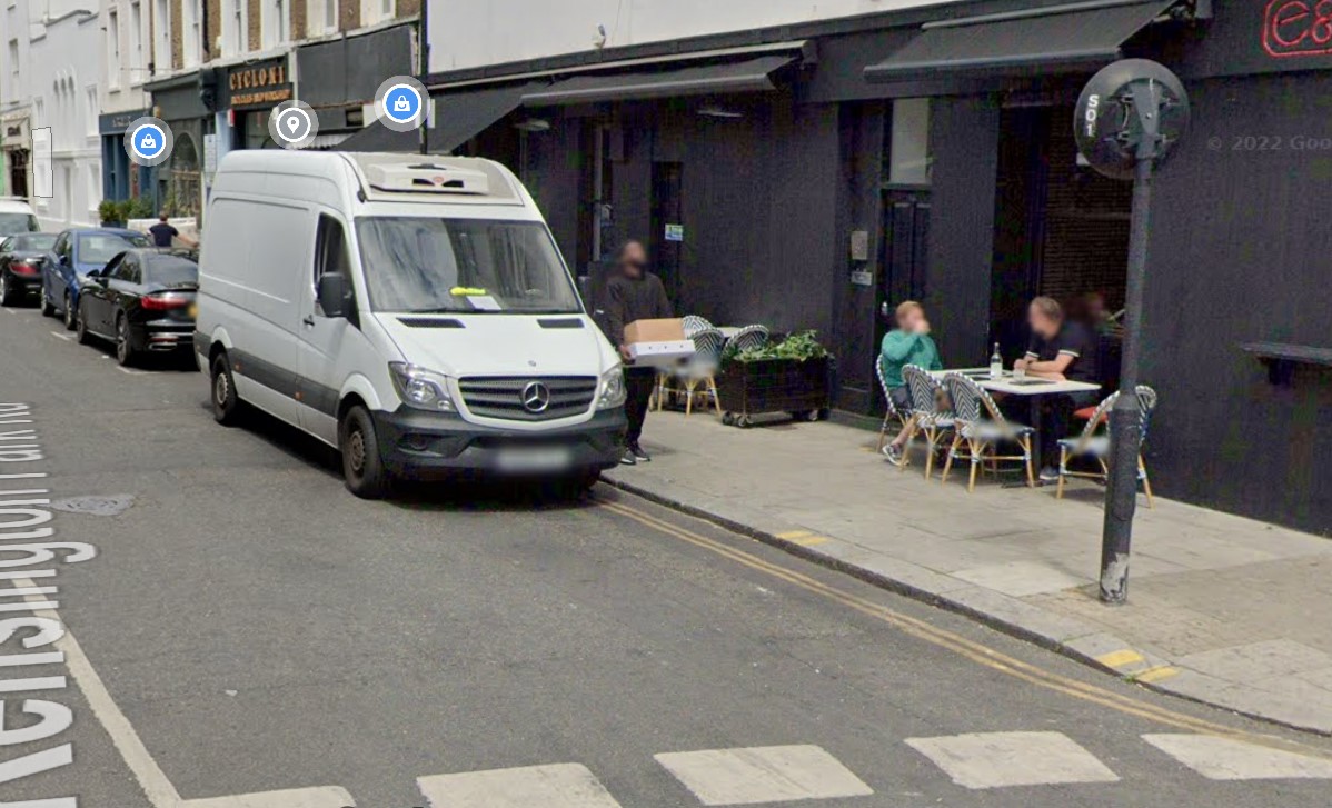 Chris Spedding's Sharkmobile (Pontiac Le Mans) parked outside the Blenheim Arms in Blenheim Crescent Notting Hill. It's a restaurant today.