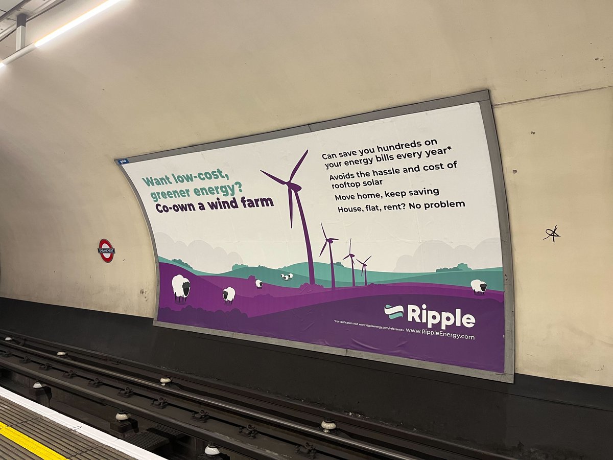 We're bringing the green energy revolution underground! Have you spotted Ripple on the tube or overground yet?🚆 We'd love to see your photos if you catch us on your travels 📸