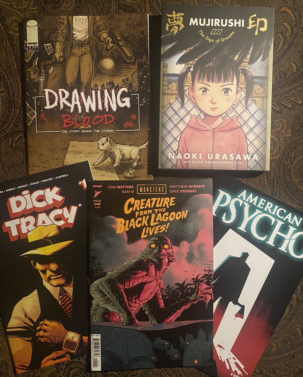 Here’s tonight’s haul… “Drawing Blood” #1 “Mujirushi: The Sign of Dreams” by Naoki Urasawa “American Psycho” #4 “Creature From the Black Lagoon Lives!” #1 “Dick Tracy” #1 It’s some compelling stuff, this week,