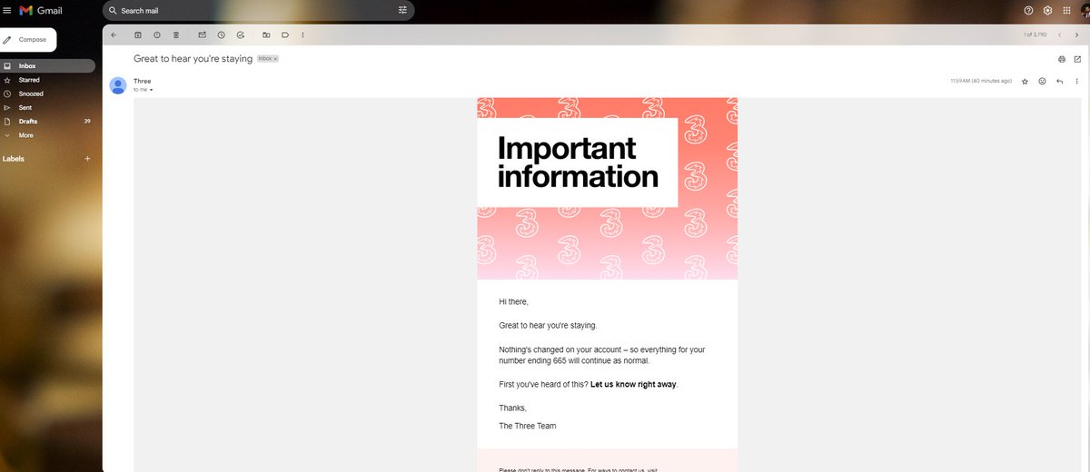 MarwanIssa4's tweet photo. @ThreeUKSupport @ThreeUKSupport Another email about the continuation of my services despite confirmed cancellations :) https://t.co/I3PfgalFTa