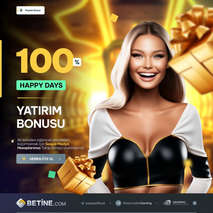 #Betine HAPPY DAYS ŞİMDİ SİZİNLE 1000₺'Ye Kadar Tamamen Çevrimsiz %100 Bonus EVET, DOĞRU ! TAMAMEN ÇEVRİM ŞARTSIZ Detaylı Bilgi ve Giriş İçin : bt.t2m.io/ZMyzj6R #Betine #BetinecomGiriş #Rulet