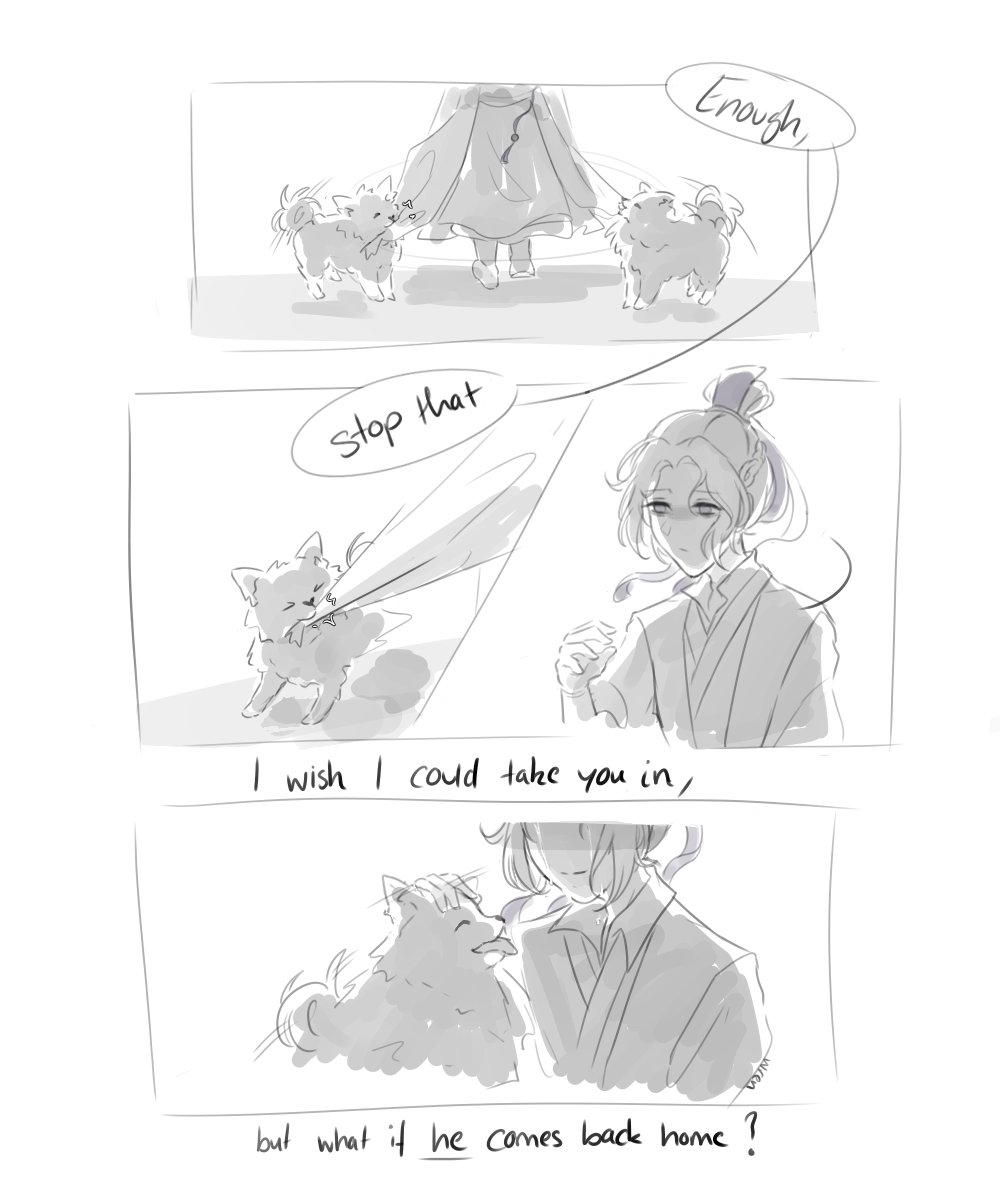 silly little hc that jc takes care of stray animals and one dog has taken a liking to him but jc can't bear to adopt it, cuz what if wwx returns to him 

#chengxian #xiancheng