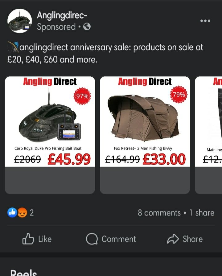 @petertheman96 @anglingdirect Dodgy website mate. Here is the link, DO NOT BUY ANYTHING FROM HERE IT'S A SCAM! outlet.anglingdirect-gb.com/?fbclid=IwAR04…