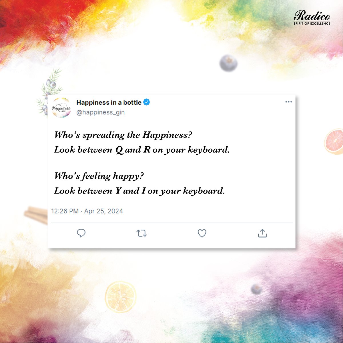 Keeping you happy just like this trend. #HappinessInABottle #JoyOfSharing #HappilyCraftedGin #Trending #LookBetweenKeyboard #WeKeepYouHappy #HappyTrend #Cheers