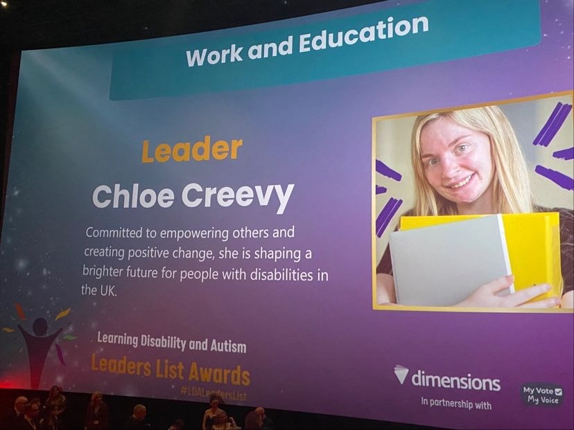 L'Arche UK (@larcheuk) on Twitter photo Our Voice and Power co-lead, Chloe Creevy, won an award in the field of "Work and Education" at the Learning Disability and Autism Leaders List award event with <a href="/DimensionsUK/">Dimensions</a>. #LDALeadersList
If you haven't yet, meet Chloe here: larche.org.uk/chloes-story Our Voice and Power co-lead, Chloe Creevy, won an award in the field of "Work and Education" at the Learning Disability and Autism Leaders List award event with <a href="/DimensionsUK/">Dimensions</a>. #LDALeadersList
If you haven't yet, meet Chloe here: larche.org.uk/chloes-story