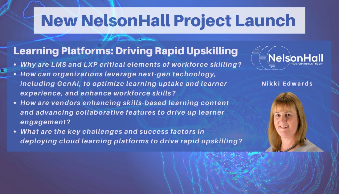 Thanks 2 @InfoproLearning 4 booking a briefing for my @NelsonHall ‘Learning Platforms: Driving Rapid Upskilling’ project. Look forward to speaking on May 9, 2024, about latest platform developments + 2024 strategy. #Learning #LnD #LearningPlatforms #Upskilling #HR @NHInsight