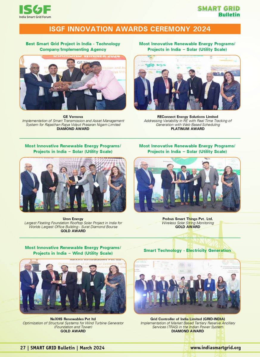 ISGF #SmartGrid Bulletin | Read details of the ISGF Innovation Awards in the latest issue of the ISGF Smart Grid Bulletin

Read details at following link - bit.ly/3xZyNHf

@rejipillai | @suri_reena