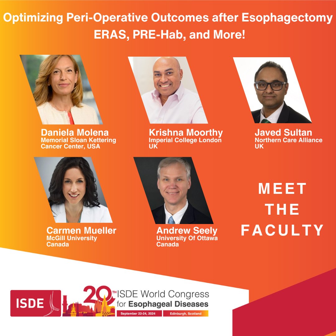 Expand your knowledge on Optimizing Peri-Operative Outcomes after Esophagectomy – ERAS, PRE-Hab, and more at #ISDE2024 in Edinburgh. Register at: isde-congress.net #ESOPHAGUS #ISDE #oesophageal #esophageal #oesophagus