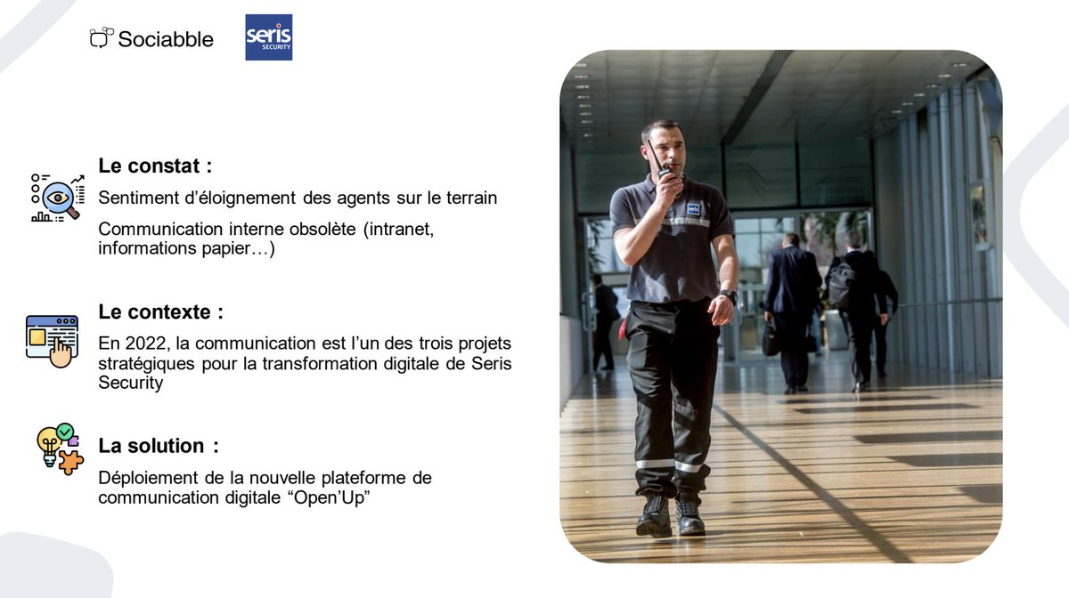 Seris Security & @Sociabble : Réinventer la communication avec les agents sur le terrain 📱 Grâce à @Sociabble, Seris Security couple sa communication corporate avec des outils opérationnels sur la plateforme digitale Open'Up. Résultats : ➡️ un lien de confiance vers…