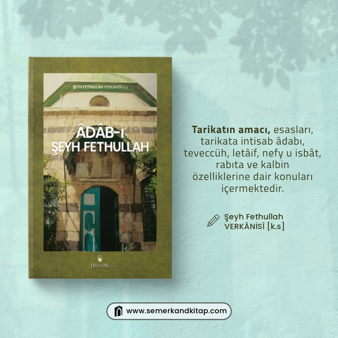 ÂDÂB-I ŞEYH FETHULLAH Eser, tarikatın amacı, esasları, tarikata intisab âdabı, teveccüh, letâif, nefy u isbât, rabıta ve kalbin özelliklerine dair konuları içermektedir. semerkandkitap.com/urun/adabi-sey… #edep #adab #rabıta #letaif #zikir #tasavvuf #semerkandkitap #iyiokuriyikitapokur