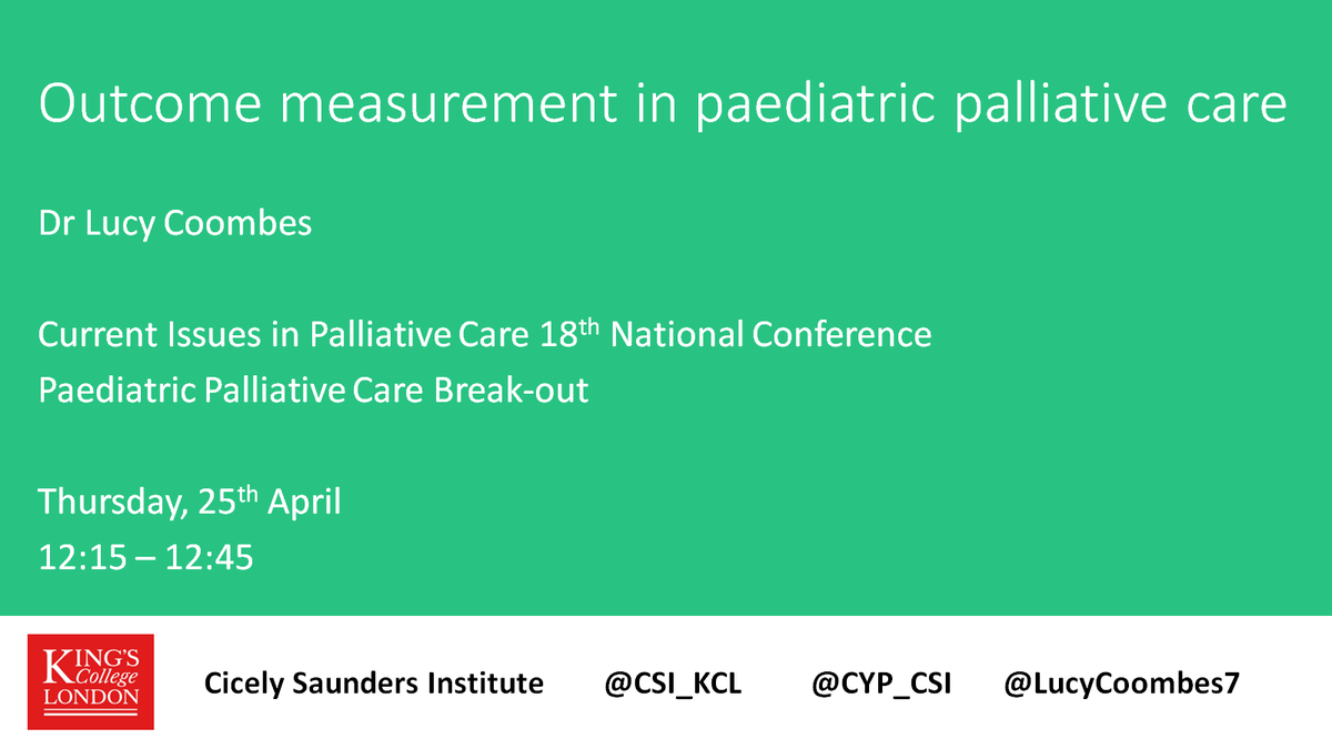 Attending the 18th National Current Issues in Palliative Care Conference 2024? Join @LucyCoombes7 in the Paediatric Palliative Care break-out session to find out about outcome measurement in paediatric palliative care #pedpc