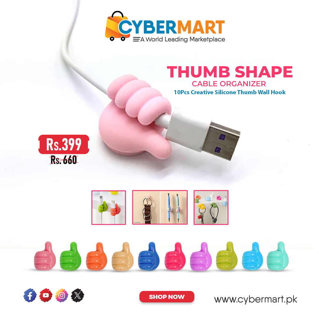 Get a Grip on your Cables with Thumb Shape Cable Organizer (10 pcs)  for only Rs. 399/- at CyberMartPK.

Order Now: cybermart.pk/10Pcs-Creative…

#CyberMartPk #ThumbCableOrganizer #DeclutterYourDesk #CableManagement #OrganizationGoals #DeskSetup #WfhEssentials #GoodbyeCableClutter