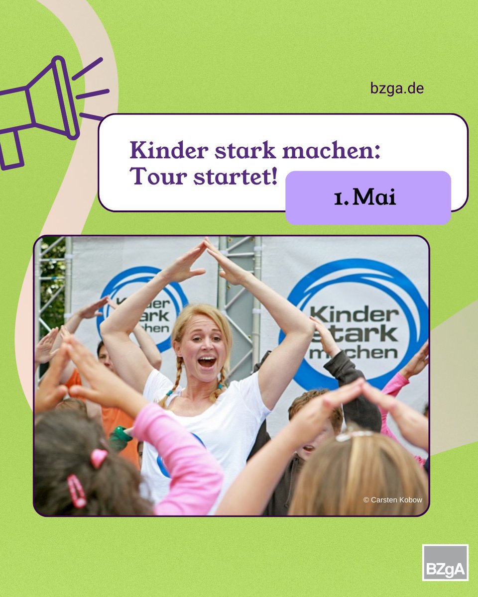 Tourstart am 1. Mai: Die Mitmach-Initiative #KinderStarkMachen der #BZgA besucht 2024 wieder Familien- und Sportveranstaltungen in ganz Deutschland. Alle Termine gibt’s hier: kinderstarkmachen.de/tour/