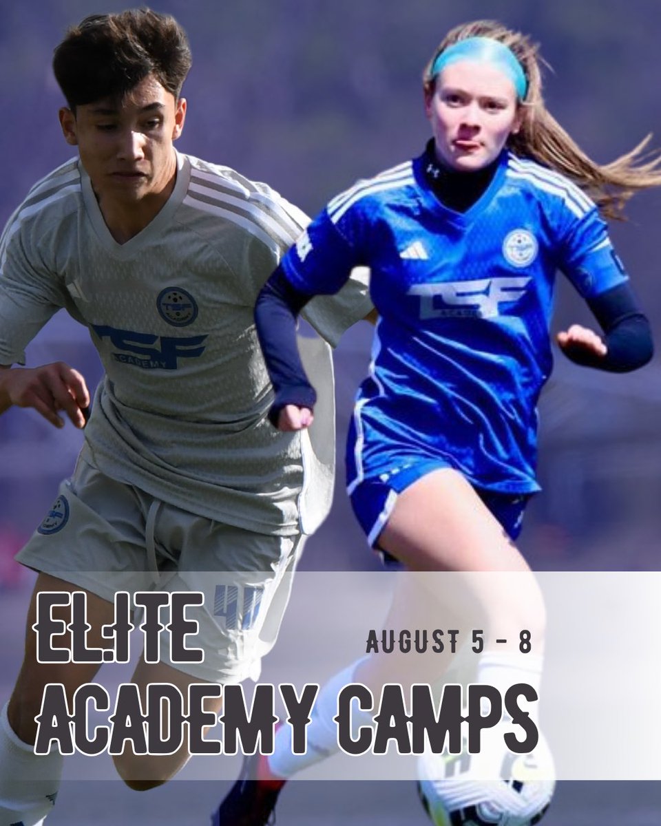 ⚽️ Elite Camp Series - Coming 2024

Aug 5-8, #TSFAcademy will be hosting our Elite Zone 1, Zone 2 &amp; HS Camps to help players prepare for the new season!  Register today at tsfacademy.com/soccer-camps

#summercamp #soccercamp #summersoccer #playerdevelopment #elitecamp