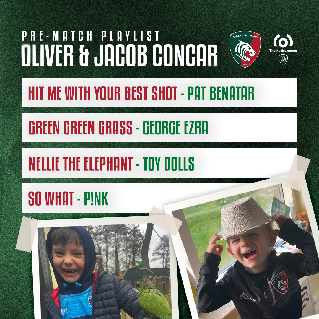 𝗛𝗶𝘁 𝗺𝗲 𝘄𝗶𝘁𝗵 𝘆𝗼𝘂𝗿 𝗯𝗲𝘀𝘁 𝘀𝗵𝗼𝘁 👊 You can listen to Oliver and Jacob's @pplprs pre-match playlist during the warm-up on Saturday afternoon! 🎟 LeicesterTigers.com/matchtickets