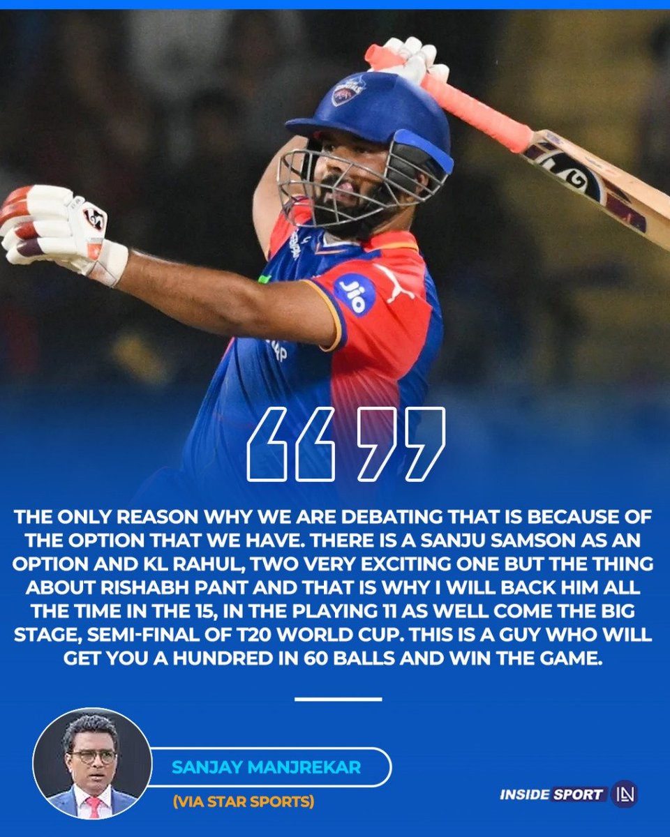 Sanjay Manjrekar explains why Rishabh Pant should be in India's T20 World Cup squad.

#T20WorldCup2024 #SanjayManjrekar #TeamIndia #RishabhPant #CricketTwitter