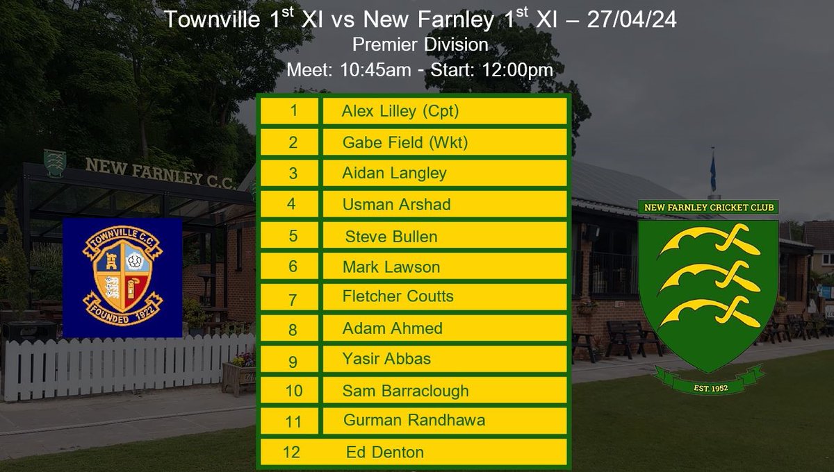 NewFarnleyCC's tweet image. This Saturday's @bclcricket teams to face @TownvilleCCX1 and @BOLCC1 #AFAW newfarnleycc.co.uk/news/bradford-…