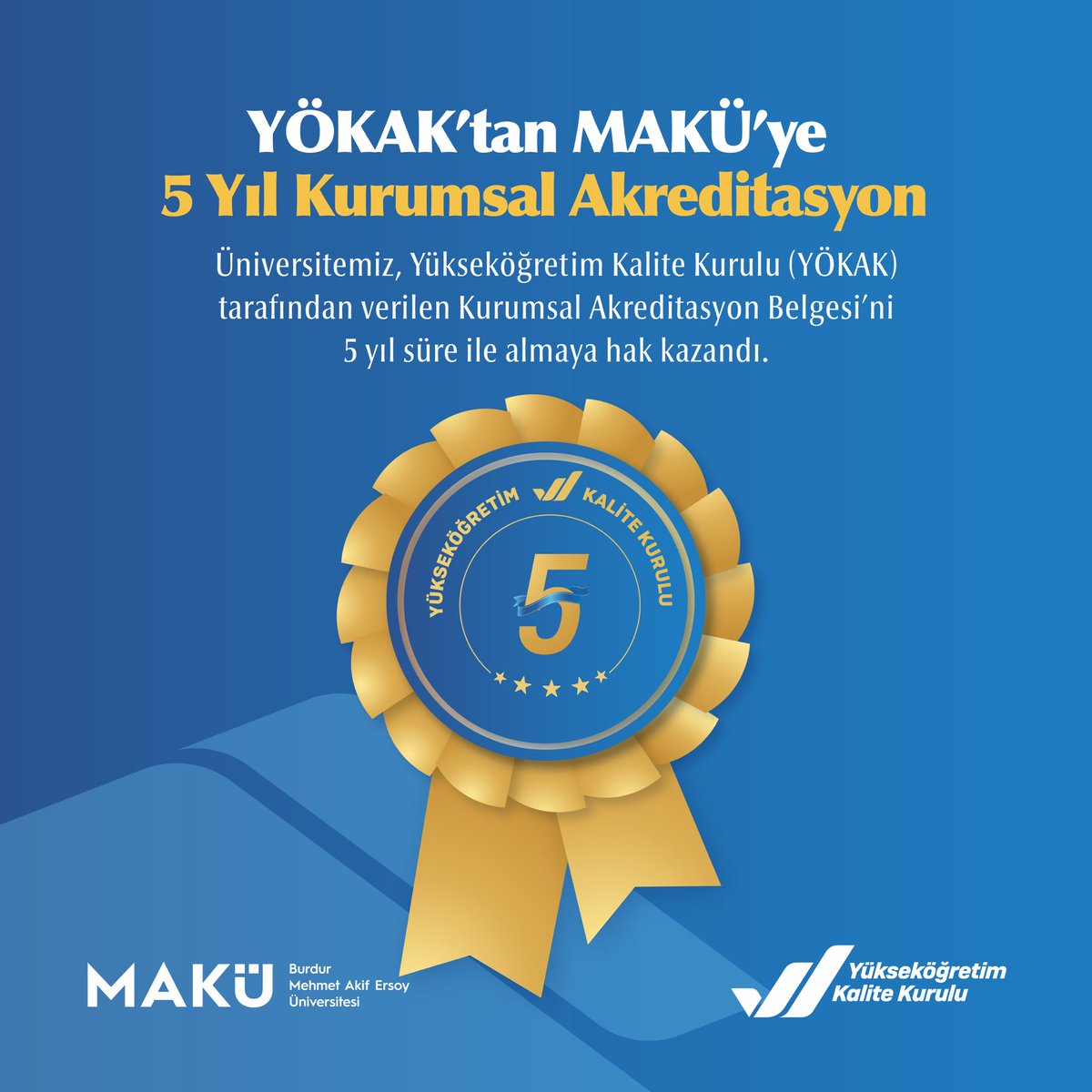 makuedutr's tweet photo. Bu gurur hepimizin! Üniversitemiz, Yükseköğretim Kalite Kurulu (YÖKAK) tarafından gerçekleştirilen 2023 Kurumsal Akreditasyon Programı (KAP) değerlendirmeleri sonucunda, ulusal yükseköğretim kalite standartlarını başarıyla karşılayarak 5 yıl süreyle kurumsal akreditasyon almaya hak kazanmıştır. Bu başarıda emeği geçen herkesi kutluyoruz. 🏅💪🏼
#makü #kaliteaslatesadüfdeğildir #yökak #akreditasyon