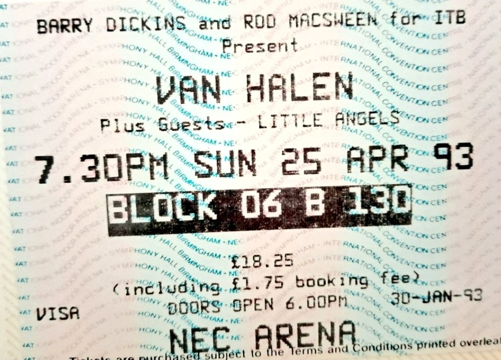 #VanHalen NEC Arena, Birmingham in 1993. There's Only One Way To Rock and they certainly did that night. Not forgetting @LittleAngelsJam as guests as Jam they certainly did. @TobyJepson @mitchlafon @BerserkerBill @RockTheseTweets @TheDuckLR @marillion073 @TTFTPR