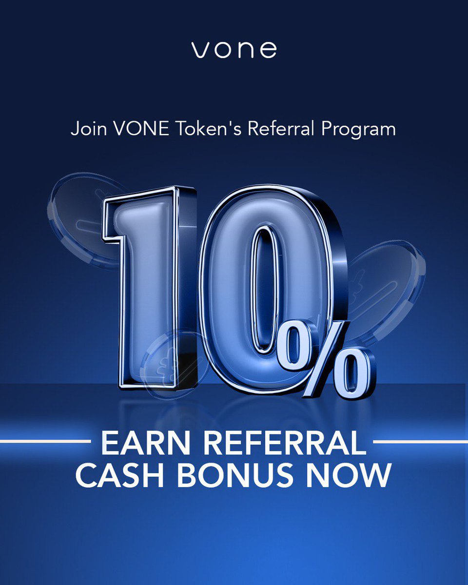Next100XGEMS's tweet image. 🚀 Vone offers an exciting referral program!
To participate simply purchase 1 $USDT of #VONE tokens and you're in! Invite your network and earn 10% of what they invest!💰

💵 Go earn those rewards!
ico.vone.global/referral-progr…