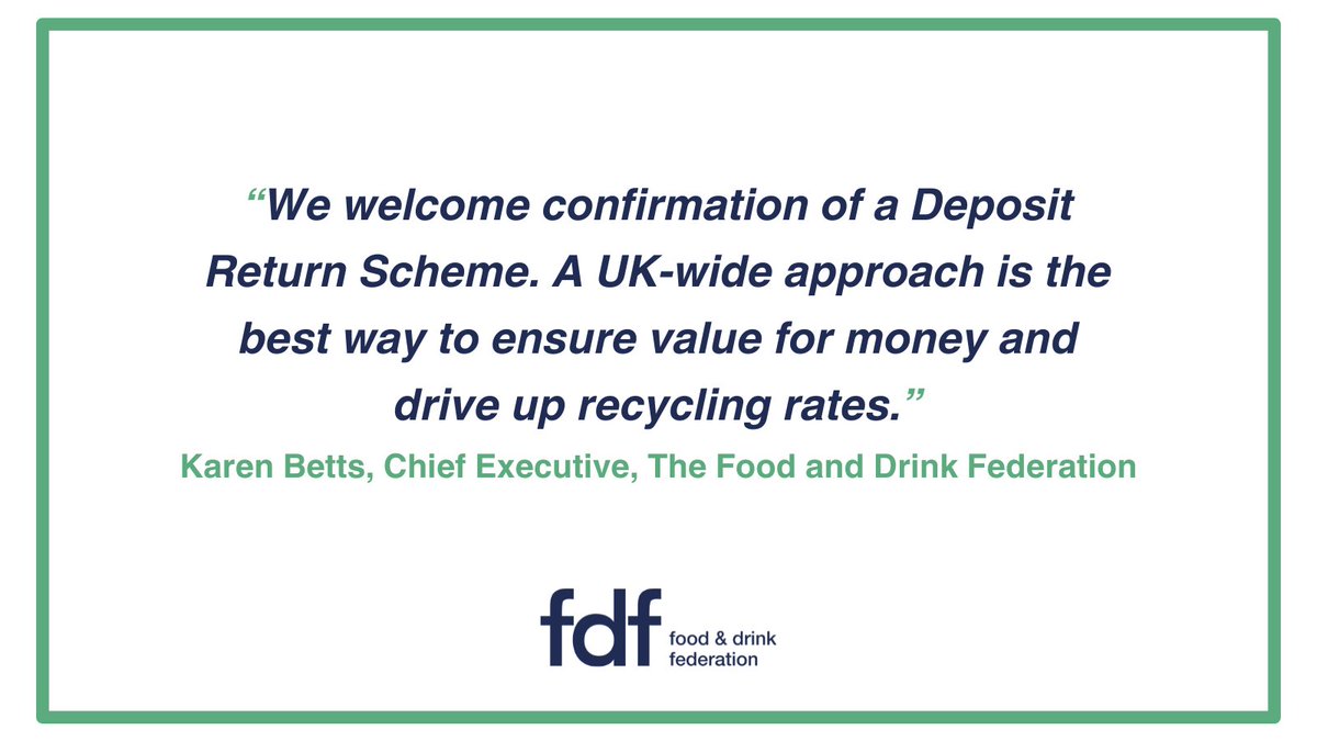 We welcome the confirmation of a #DepositReturnScheme in the UK and are fully committed to its successful roll-out. 👏

Read our full response to today's announcement, alongside our members @Britvic, @CocaCola_GB,@SuntoryBF_GBI and @Danone UK&I:

ow.ly/3ANx50RnQA2