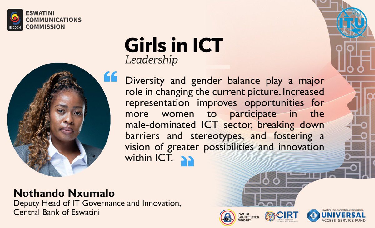 #GirlsinICT Nothando (Central Bank Eswatini) says diversity & gender balance are game-changers in ICT! Let's build a more inclusive #Tech future. #WomenInTech #DiversityInTech