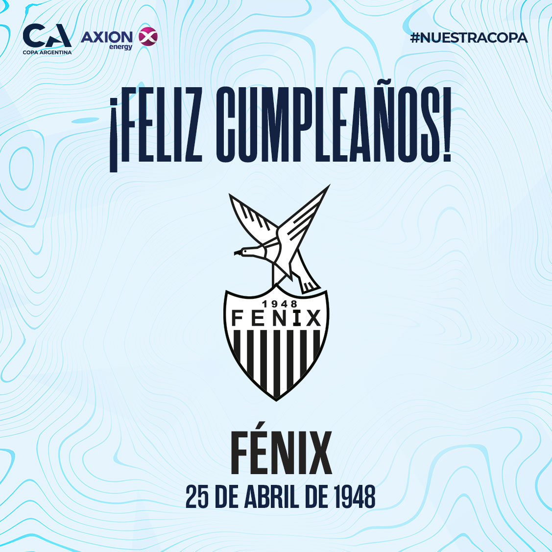 ¡Saludamos a @PrensaFenix por sus 7️⃣6️⃣ años de vida! 🥳🌟 #CopaArgentinaAXIONenergy 🏆🇦🇷 #NuestraCopa 🙌
