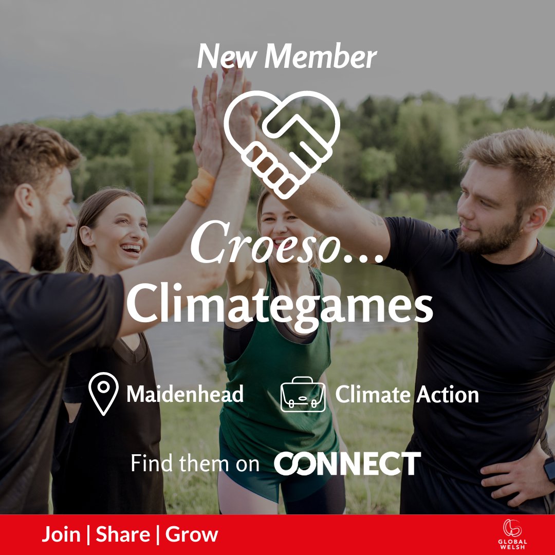 🌟 WELCOME CLIMATEGAMES TO GLOBALWELSH FOR BUSINESS🌟 We are so excited to have @climategames_hq as a new GlobalWelsh for business member, join us in welcoming them to our community! Connect with them today >> bit.ly/3vXTnaJ #WeAreTheGlobalWelsh #Welshdiaspora