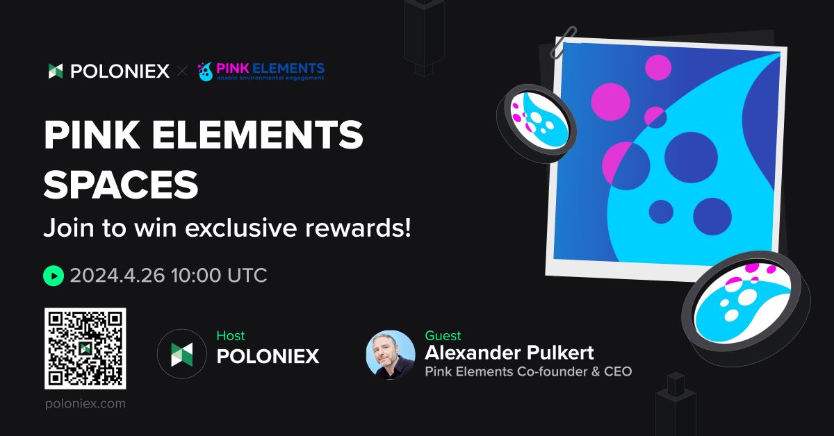 Join #PINK Spaces to win EXCLUSIVE rewards! 💰 Date & Time: ⏰ 4/26/24, 10:00 (UTC) 1⃣️ Join both TG to qualify t.me/PoloniexEnglish & t.me/pinkelements 2⃣ Follow @Poloniex @pink_elements , RT & Tag 3 friends 3⃣ Set reminder to join x.com/i/spaces/1gqGv…