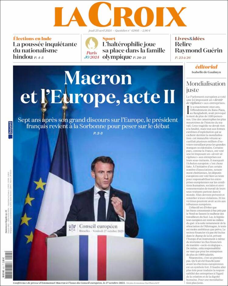 '#Macron ve #Avrupa, ikinci perde Avrupa üzerine büyük hitabından yedi yıl sonra Fransız Cumhurbaşkanı Sorbonne'a gündemi belirlemek için geri dönüyor' Bu konuşma uzun uzun yorumlanacak. #Almanya hükümeti #AB konusunda insiyatif almaktan kaçınırken Macron AB'nin mimarı rolünü