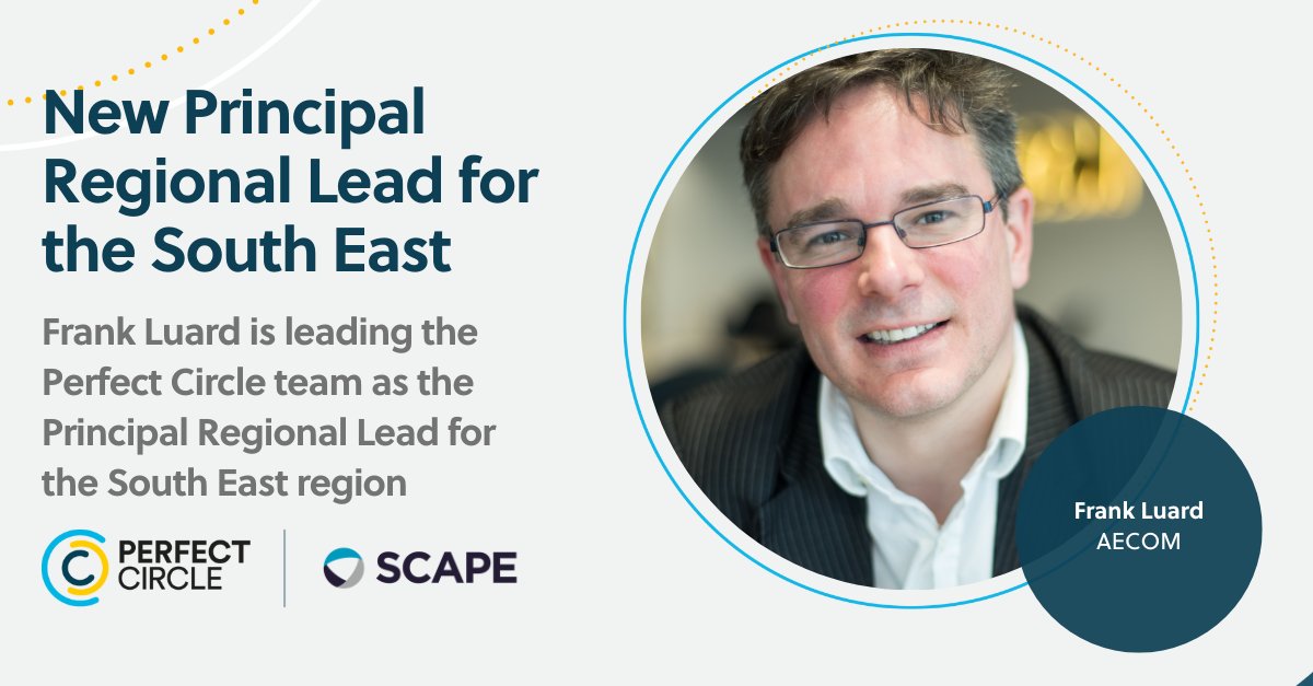 @aecom's Frank Luard is our new Principal Regional Lead for the SE.
 
With @PickEverard's Matt Carter + Martin Hall @GleedsGlobal, Frank will deliver projects via Perfect Circle on @Scape_Group Consultancy frameworks.

Contact the team lnkd.in/ecaAY-KG 

#oneperfectcircle