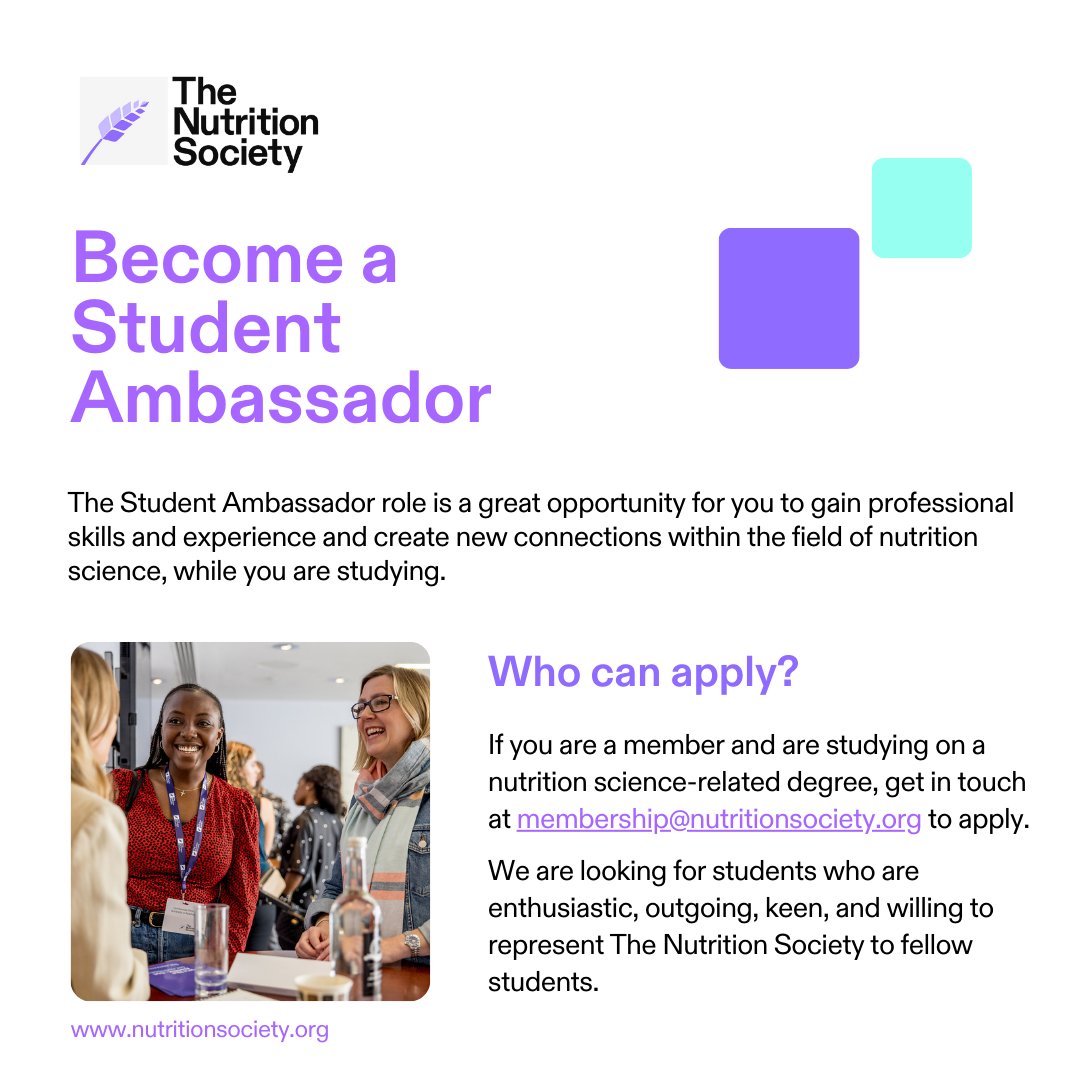 👨‍🎓STUDENT OPPORTUNITIES 📝Looking for something to add to you CV? Or want to be more involved in the work of the @NutritionSoc? 😁Join The Ambassador Programme! 👨‍💻Find out more: bit.ly/4bVyixr #NSStudentSection