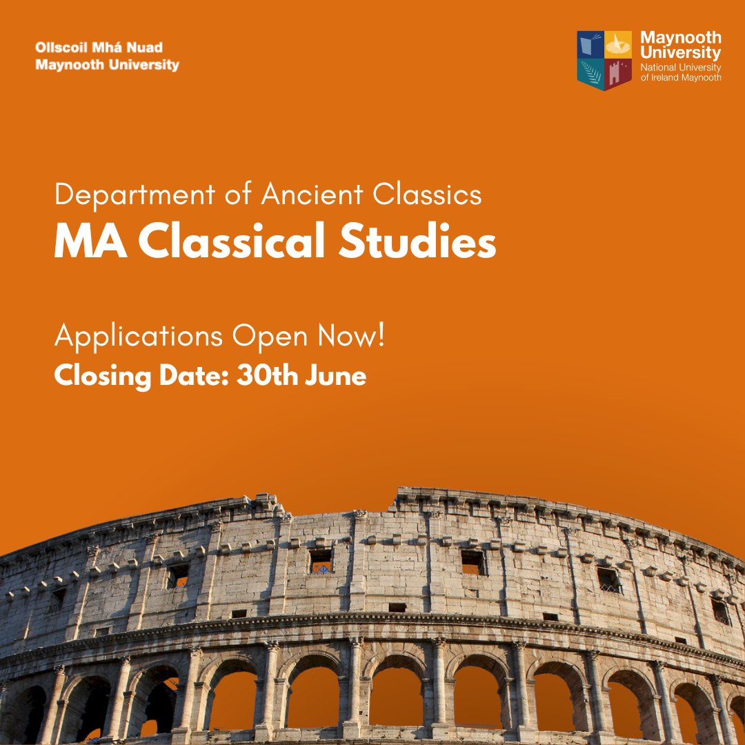 Dive into the fascinating worlds of ancient Greece and Rome with our MA in Classical Studies!

Apply now to start your journey: rb.gy/k4yd70

<a href="/MU_Classics/">Maynooth Classics</a>