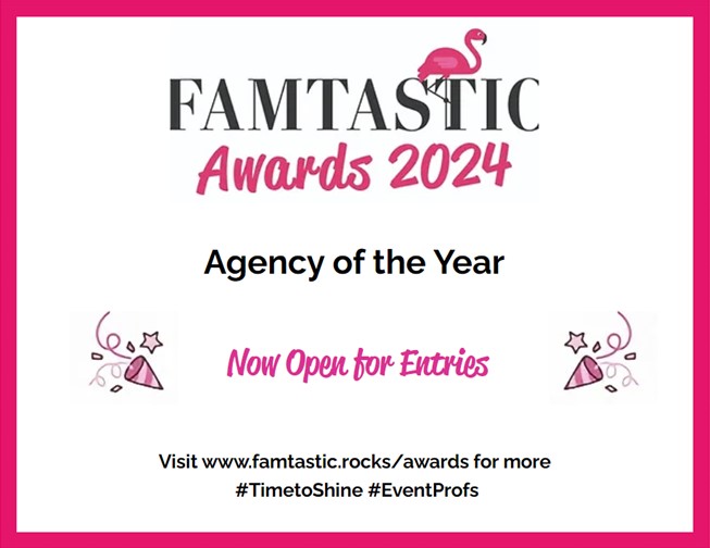 Who will be the #Agency of the Year #EventProfs? It's #TimetoShine with the #Famtastic #Awards 2024 Flock on over to famtastic.rocks/awards to submit your free entry today! #AmazingAgents