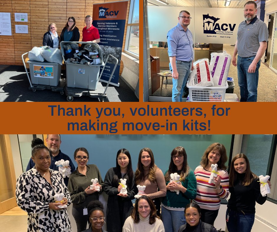 Huge shutouts to the countless groups who donate their time to make move-in kits for the Veterans we serve. Thank you! #BetterTogether #EndVeteranHomelessness #NationalVolunteerWeek