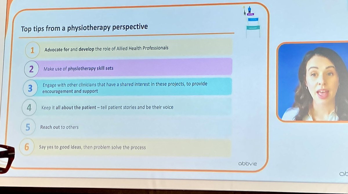 Top tips for physios for developing effective IBP/ AxSpA clinic pathway and services from a physio perspective from Niamh Kennedy (Belfast) @RheumatologyUK #BSR2024