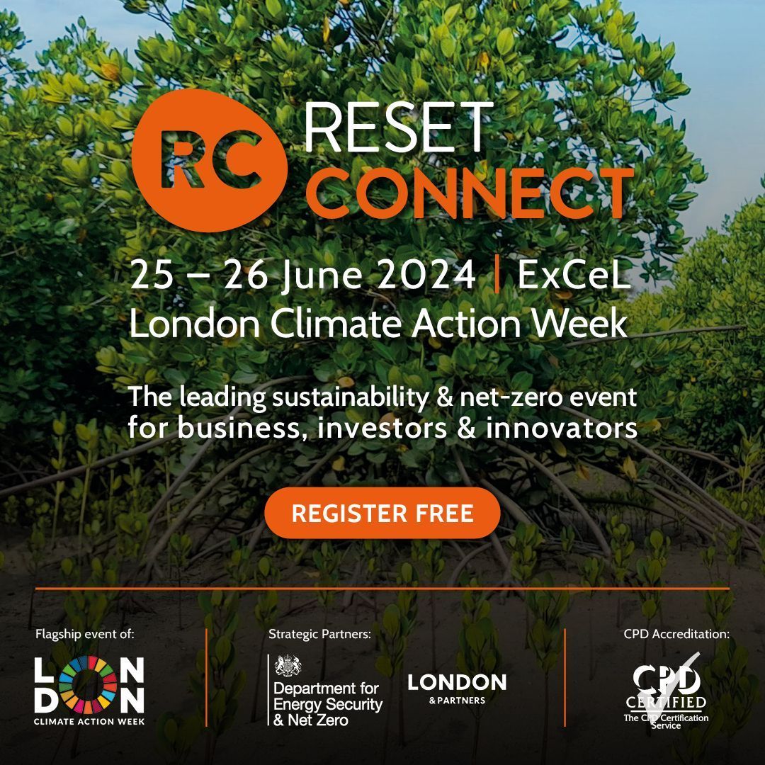 Calling all #sustainability champions! Join @ResetConnect at @ExCeLLondon for a dynamic exchange of ideas and #greeninvestment insights. 

As the flagship event of @london_climate, network with professionals to drive #positivechange. 

Register now ➡️ buff.ly/4aLq9e7