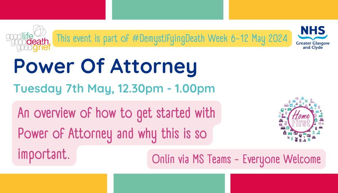 #DemystifyDeath 📢 @EastDunHSCP @GCHSCP @WDCouncil @RenHSCP @InverclydeHSCP @erhscp @nhsggc @LifeDeathGrief @StartTalkingPoA What if one day you were unable to make important decisions about your health & welfare! Who would? #PoA 📝 To book direct 👉 buff.ly/3vZ5HXU